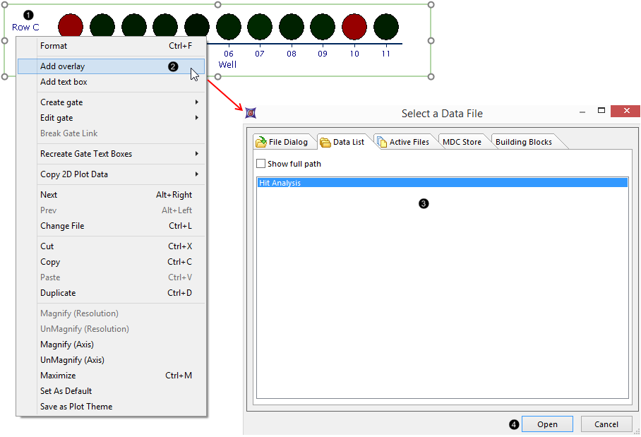 Figure 32.14 - Adding Overlays to a Heat Map, Steps 1-4.