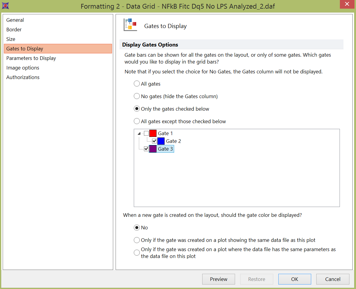 Figure 18.3  Formatting a Data Grid - Gates to Display