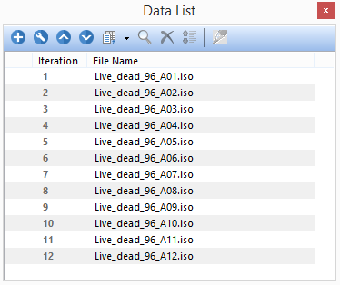 Figure T28.58 Data List showing Data Files