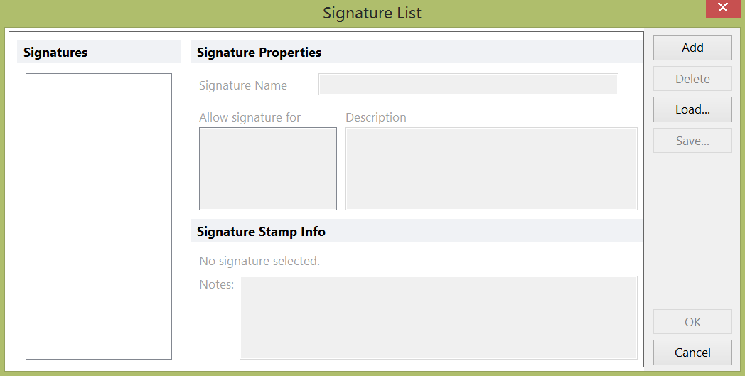 Figure 33.2  Signature List Dialog
