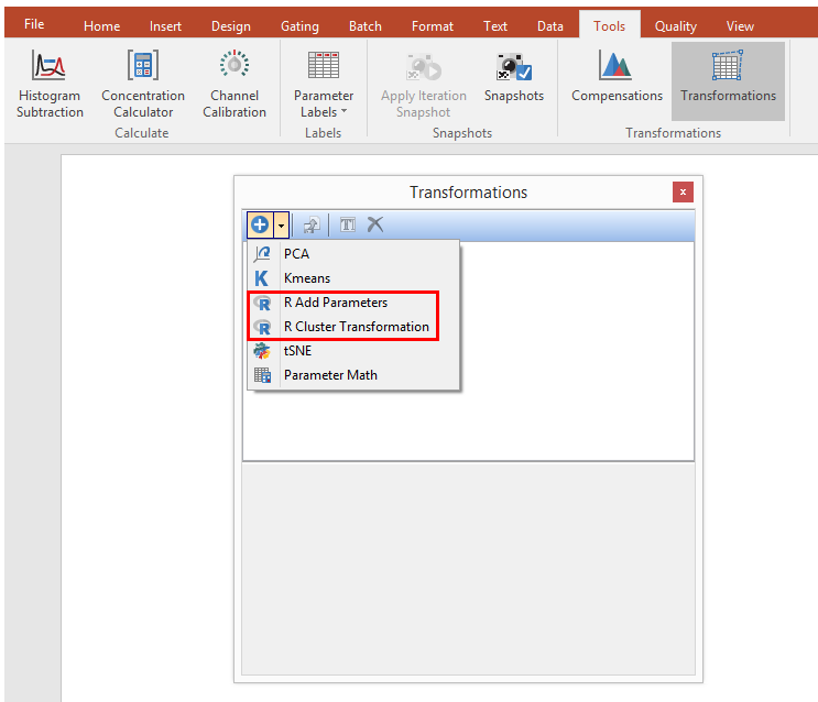 Figure 29.44. Selecting the input method for R integration scripts.