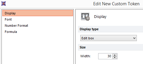 Figure 19.61 The custom token display type is set to edit box.