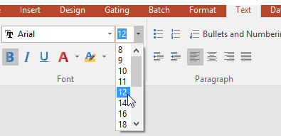 Figure T28.74  Text Tab Font and Bold Selection