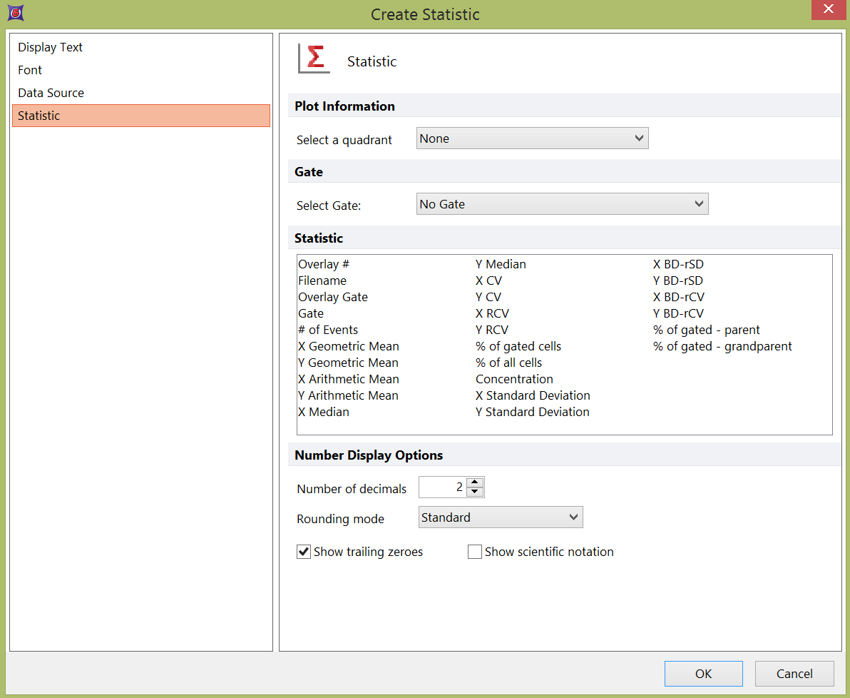 Figure 19.11  Statistic Options - 2D Plot as Data Source