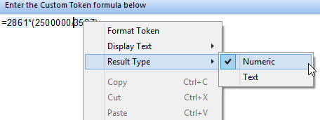 Figure 19.47  Changing the Result Type in a Custom Token Formula