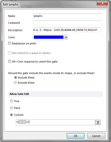 Figure 9.6 Allow Edit Dialog-Defining the Conditions to be met in order to Custom Allow Gate Edit 
