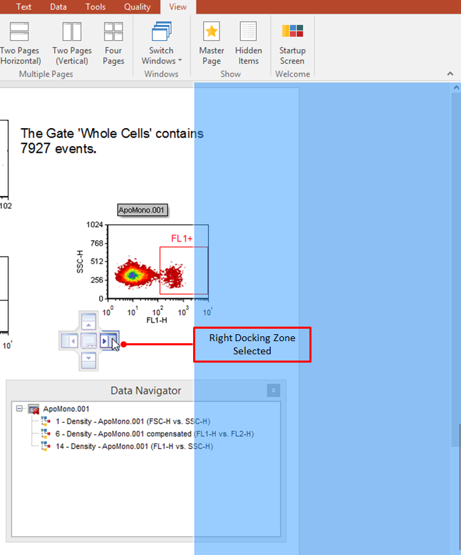 Figure 4.23  Cursor Positioned over Right Docking Zone Selector