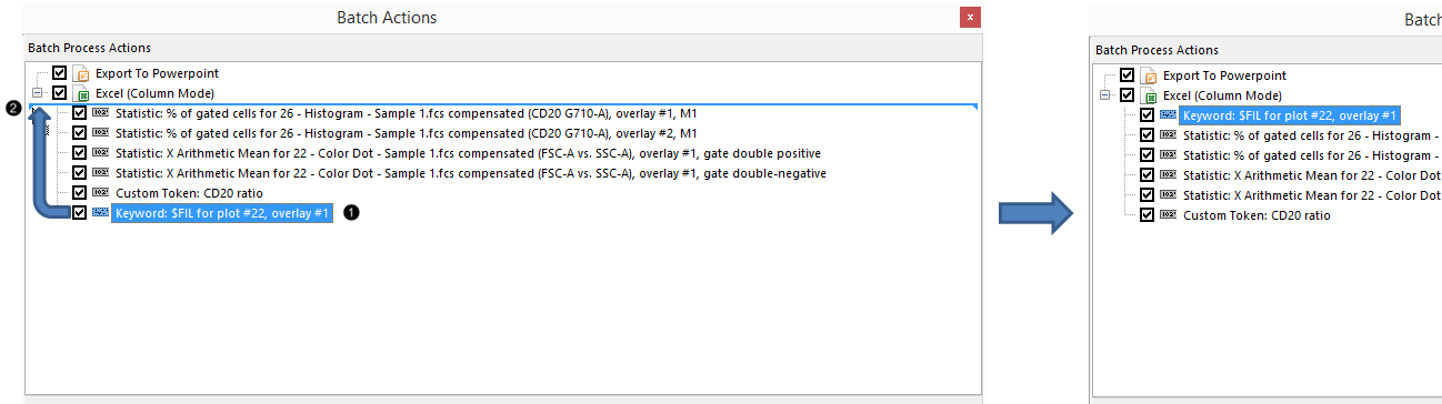 Figure T29.45  Reordering the tokens in the list to be exported to Excel