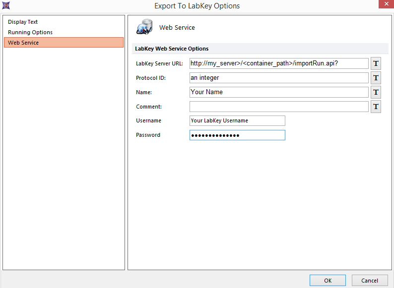 Figure 20.34 Export to LabKey Options