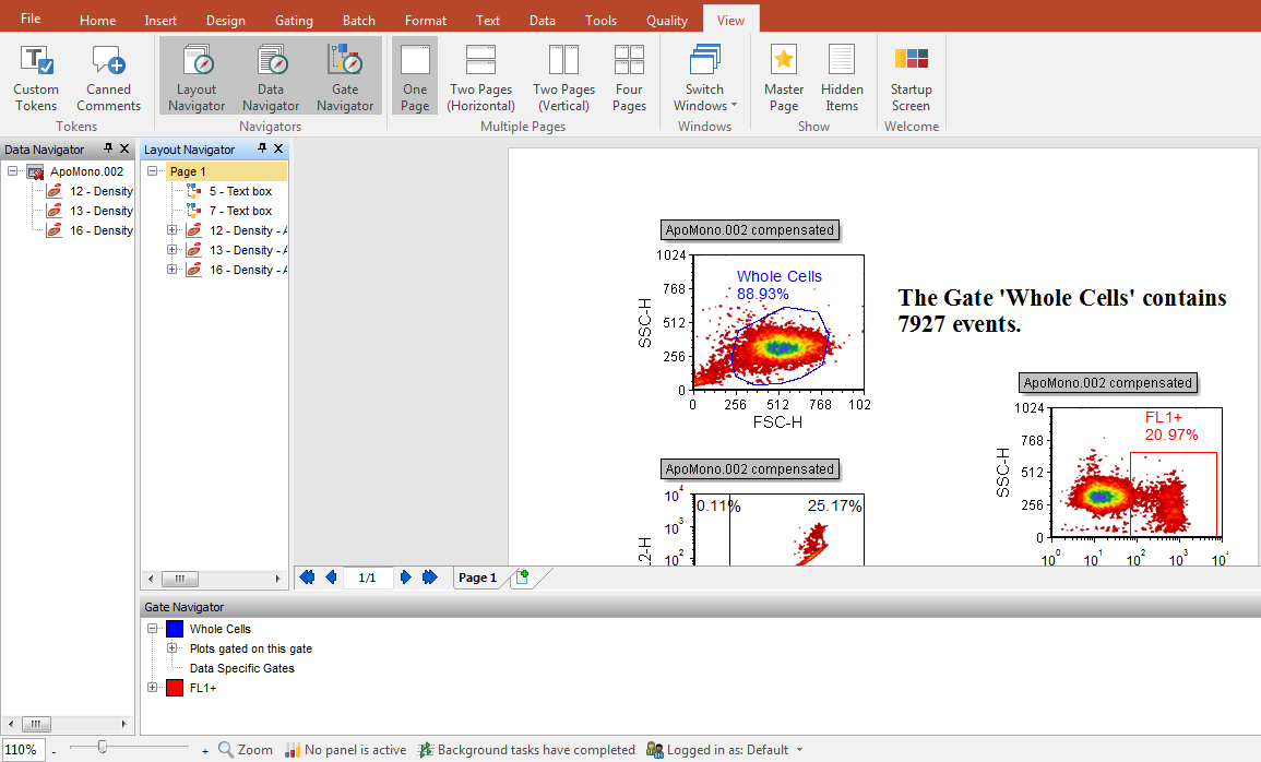 Figure T11.15  Layout Navigator Docked to Right of the Data Navigator