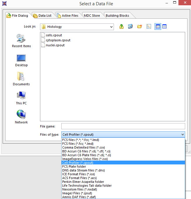 Figure T24.9  Choosing CellProfiler Files