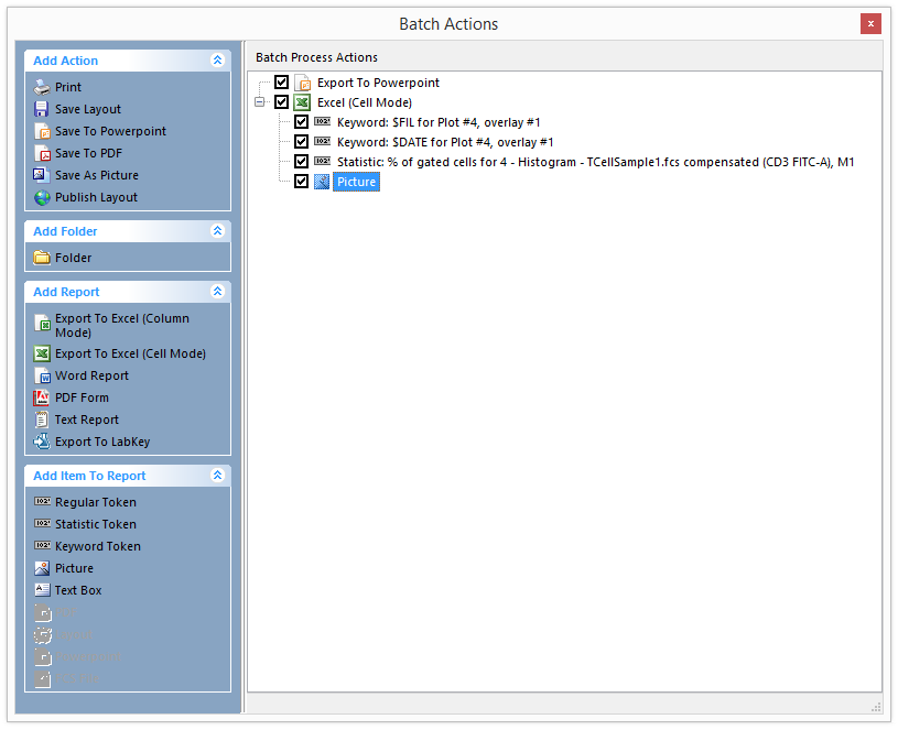 Figure T9.29  Batch Actions with Picture to be Exported to Excel
