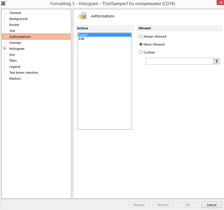 Figure 37.3 Formatting Authorizations navigator via right-clicking selected object(s)