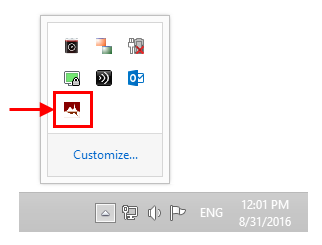 29.40 The External Application Bridge icon as it appears in the Windows tray.