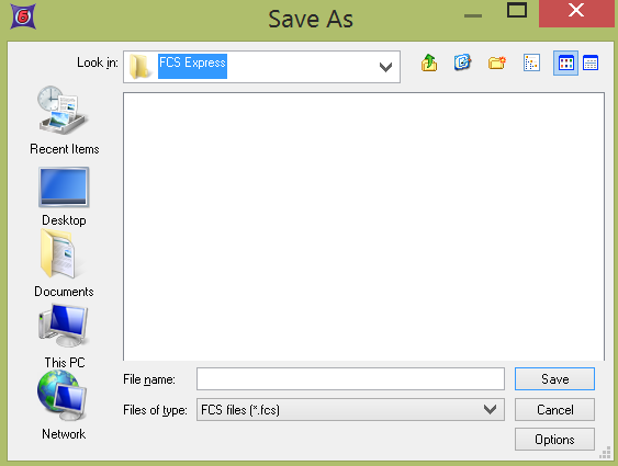 Figure 17.5 - The file export Save As dialog. Note the files of type dropdown list and Options button.
