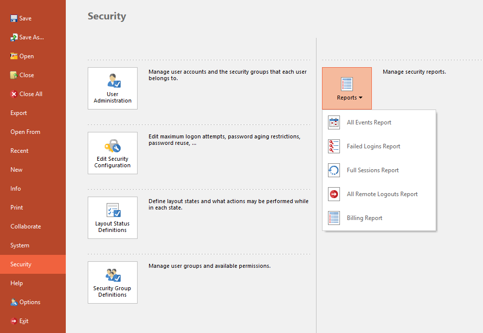Figure 38.32 Navigating to the Security Reports Gallery