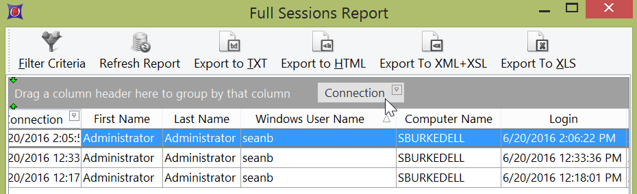 Figure 38.42 Dragging a column header into the grouping area