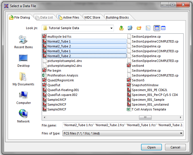 Figure T10.7  Selecting Data Files to insert into the Data List.