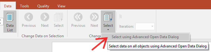 Figure T18.18a. Select Using Advanced Open Data Dialog command.