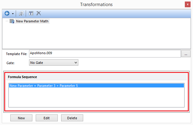 Figure 29.8 - Newly created calculation added to Formula Sequence box of Transformations dialog.