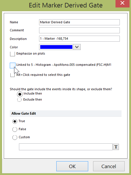 Figure 9.43  Unlinking a gate from a marker in the Edit Gate dialog