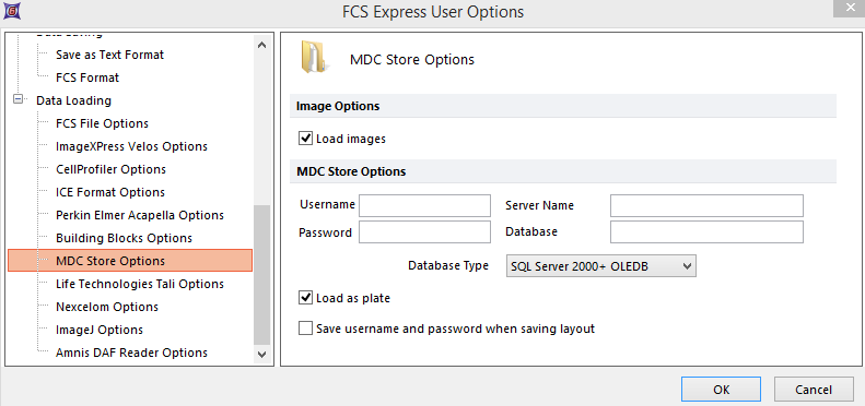 Figure 8.56 MDC Store options