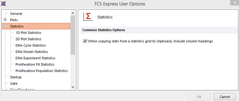 Figure 8.15  Statistics Options