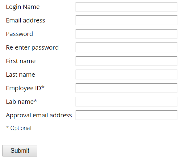 Figure 38 - The website form in a web browser with Approval email address displayed after checking option for "New users must be confirmed by an approver" in the Online Registration options. 