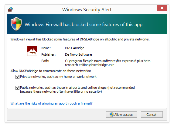 FIgure 29.39 The Windows Security Alert by Windows Firewall that may pop up under Windows environment.