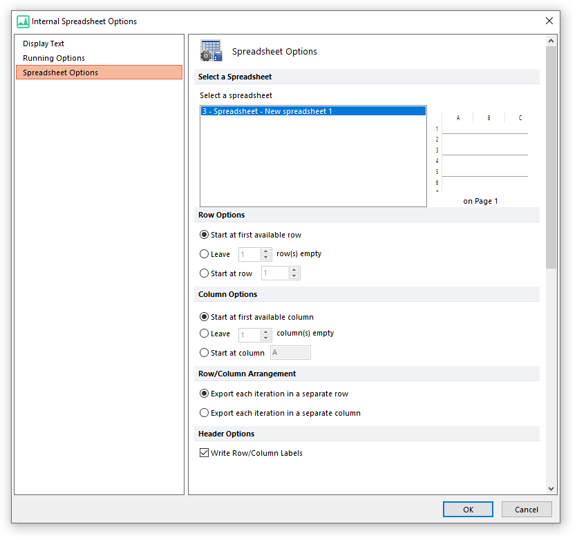 Figure 8.28  Spreadsheet Batch Report File Options