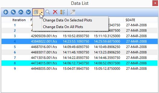 Figure 6.17 - Available commands from Change File drop down list