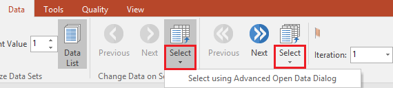 Figure 20.38 - Select dropdown command outlined in red from Change Data groups within Data tab on ribbon