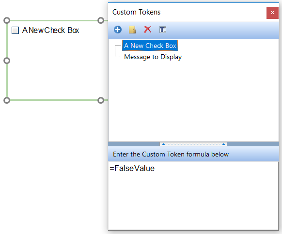Figure T5.65  Renaming the Check box token to rename the text in the Check box display.