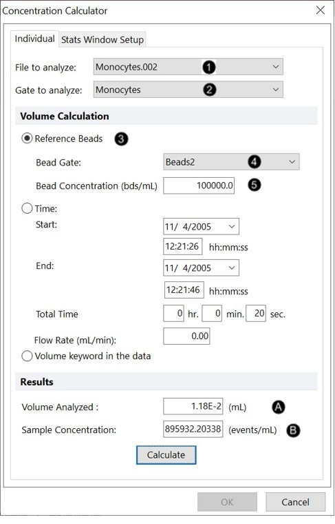 Figure T24.3  Concentration Calculator Dialog Using Beads