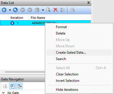Figure 6.3  Data List Right Click Menu