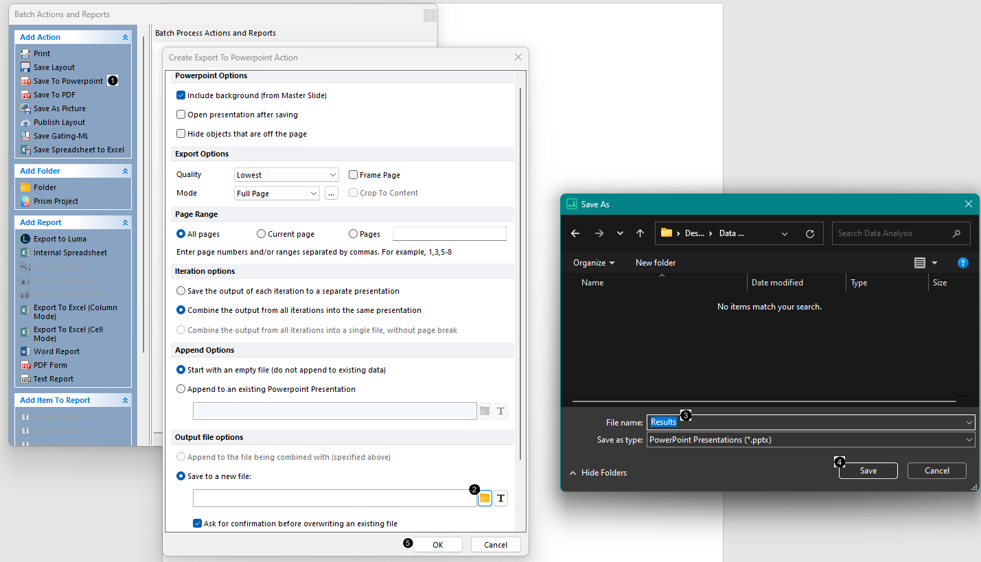 Fig. T34.14B. Setting up a Batch Action to PowerPoint