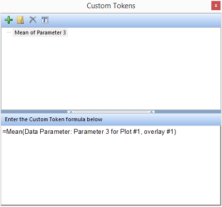 Figure 12.45 - A Data Parameter token for Parameter 3 of plot 1 being used in a custom token formula to calculate the Mean of Parameter 3.