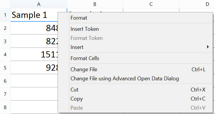 Figure 5.189 - The right click menu available with spreadsheets. 