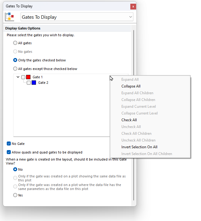 Figure 5.164  Gates to Display Options in the Gate View Formating dropdown.