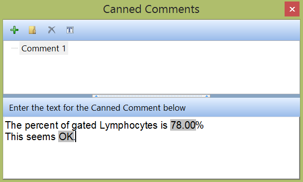 Figure 22.1 Entering Canned Comment Text with Tokens