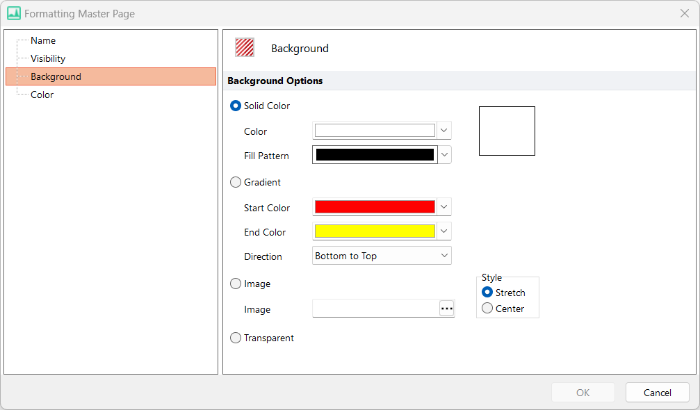 Figure 4.45  Formatting Master Page Background Screen