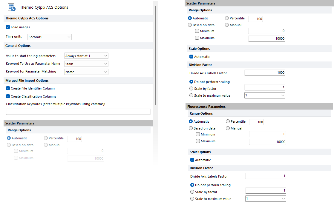 Figure 20.63 Thermo Cytpix ACS Options