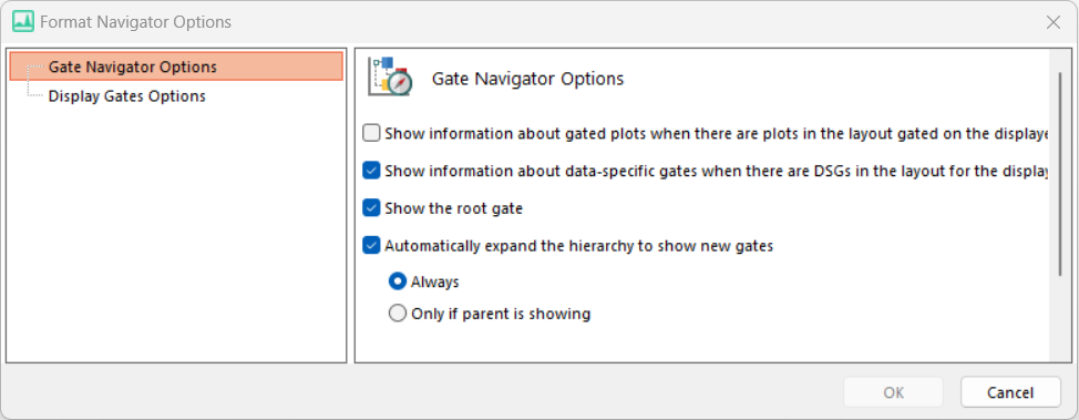 Figure 4.32  Gate Navigator Options