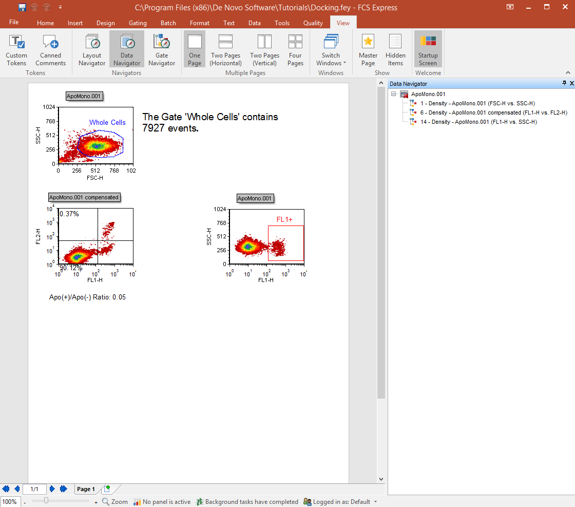 Figure 4.22  Data Navigator Window Docked to the Right