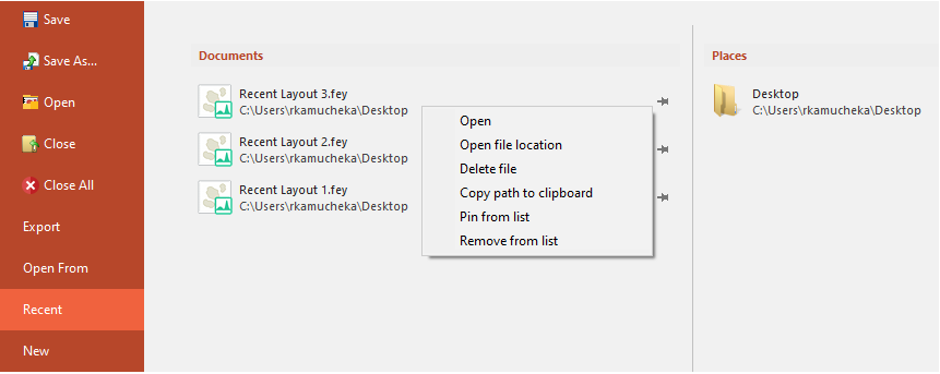 Figure 4.3  Recent Documents Appear on the Right