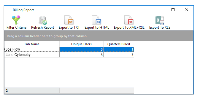 Figure 18.49 The Billing Report Dialog