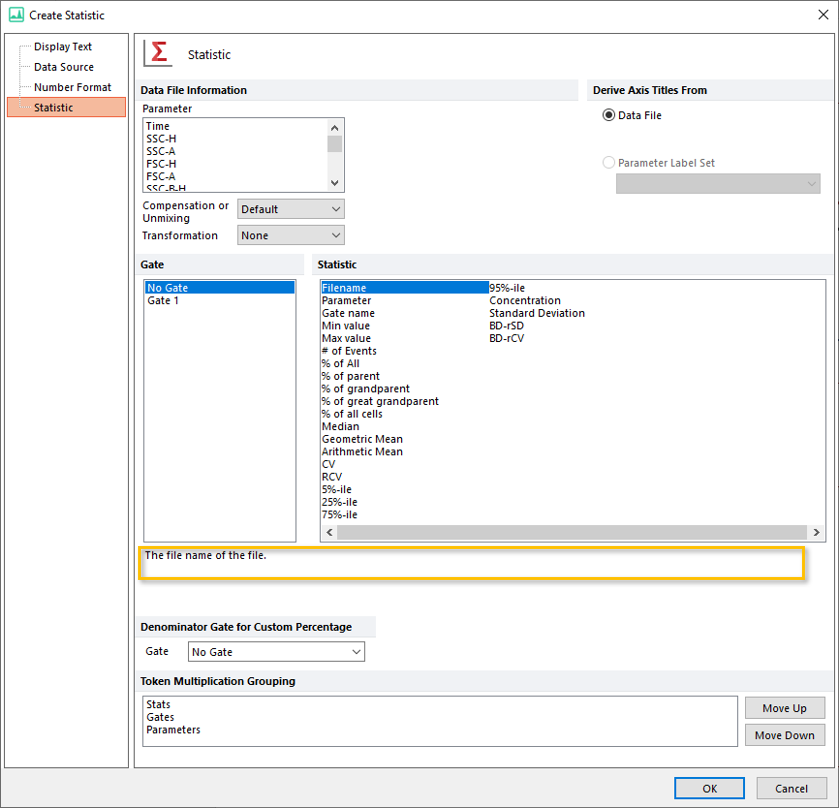 Figure 12.18  Statistic Options - FCS File as a Data Source