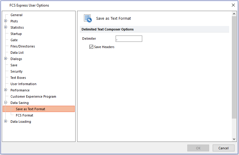 Figure 20.52  Data Saving - Save as Text Format options