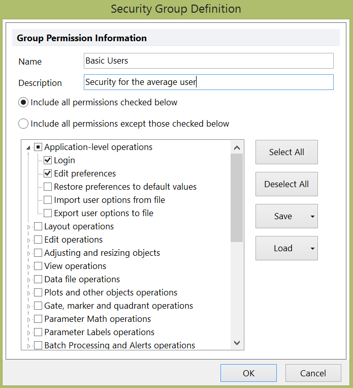 Figure 18.9  Security Group Definition Dialog