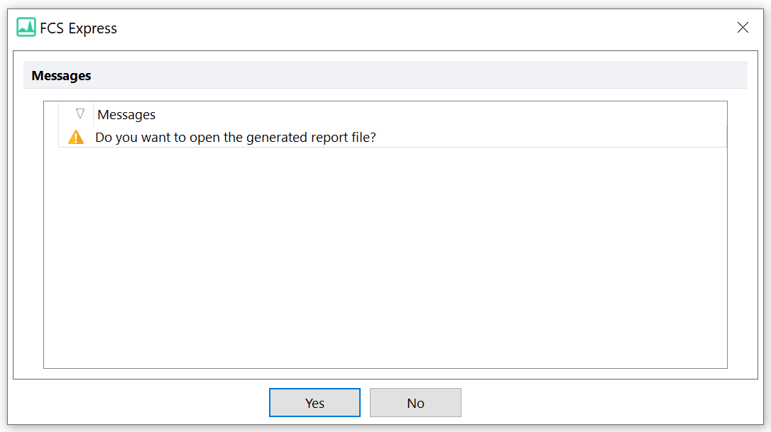 Figure 18.14  The Message asking whether to directly open the generated report file.